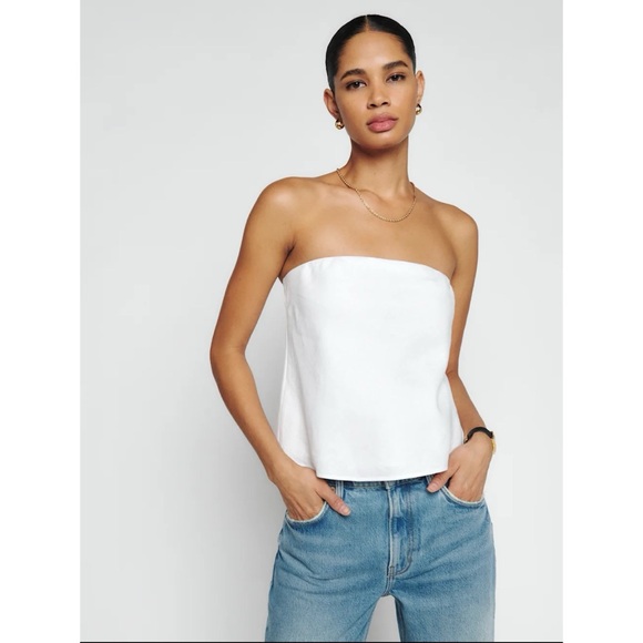 NWT Reformation Spritz Linen Top Strapless Tube Top White Small - Picture 1 of 13
